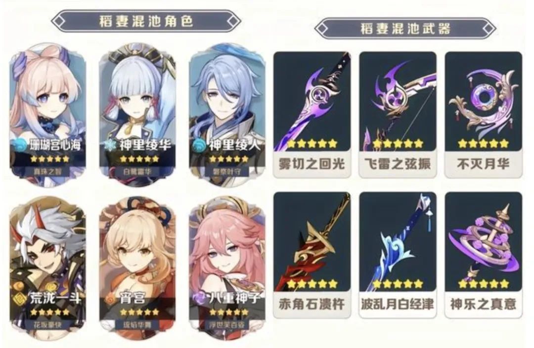 原神,稻妻混池,入池角色,原神