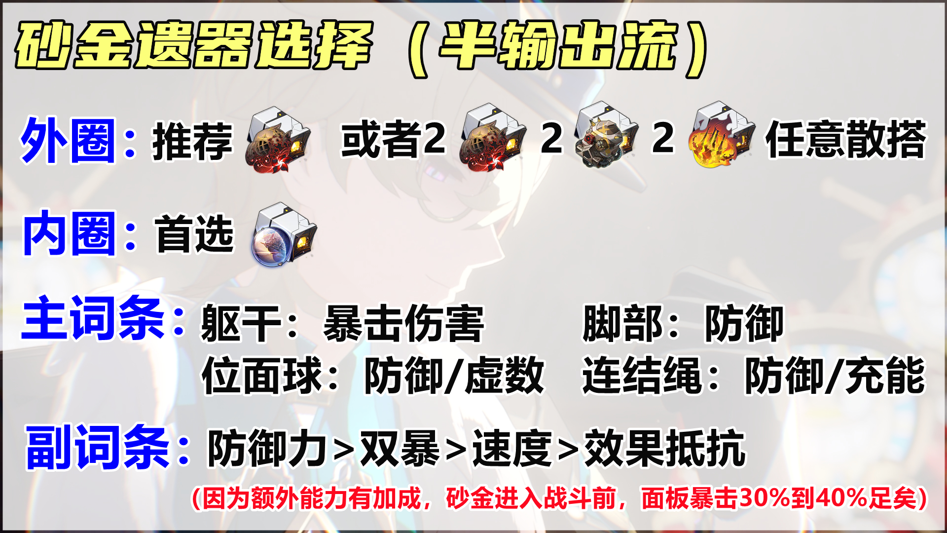 崩坏星穹铁道2025砂金遗器推荐,星穹铁道