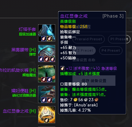 魔兽世界wlkP3暗牧BIS装备宝石附魔推荐,魔兽世界