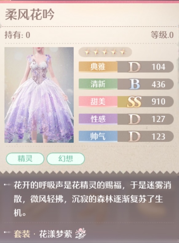 花漾梦萦套装属性一览,无限暖暖