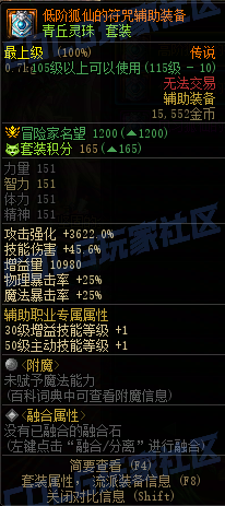DNF重泉版本套装辅助装备属性一览,DNF