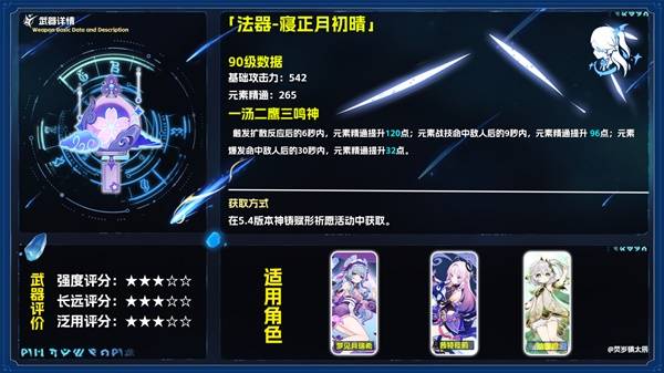 寝正月初晴适合谁,原神