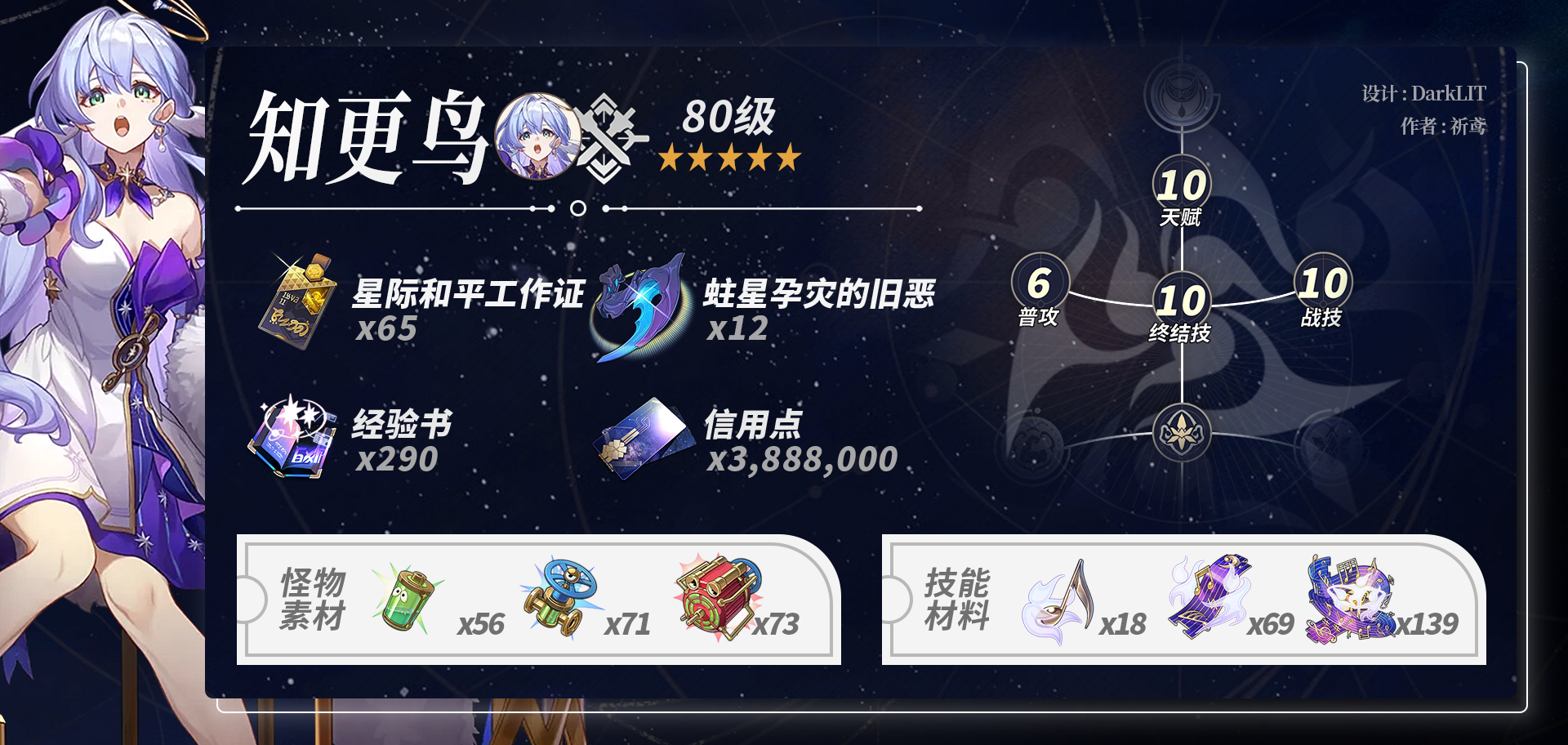 崩坏星穹铁道知更鸟养成材料一览,星穹铁道