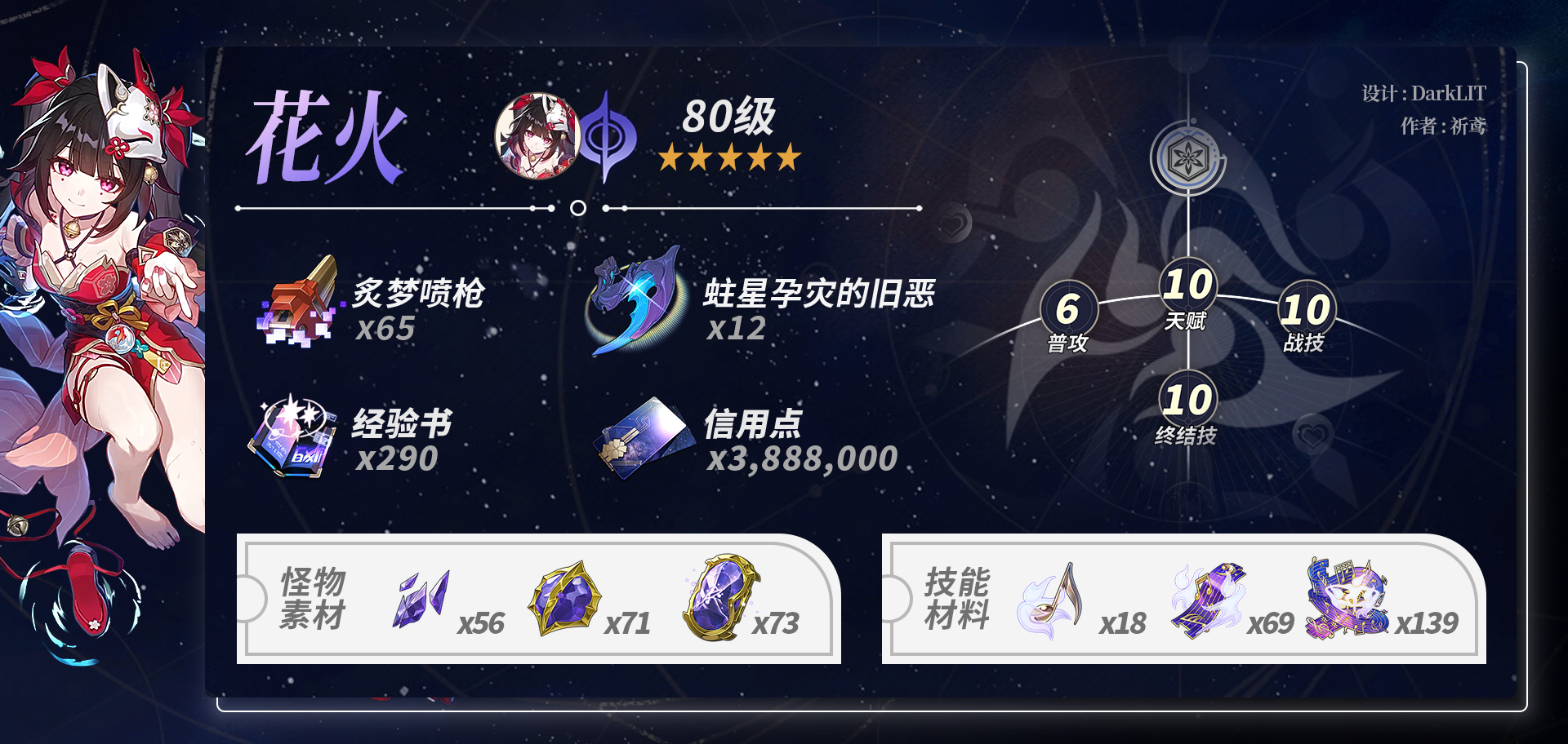 崩坏星穹铁道花火养成材料一览,星穹铁道