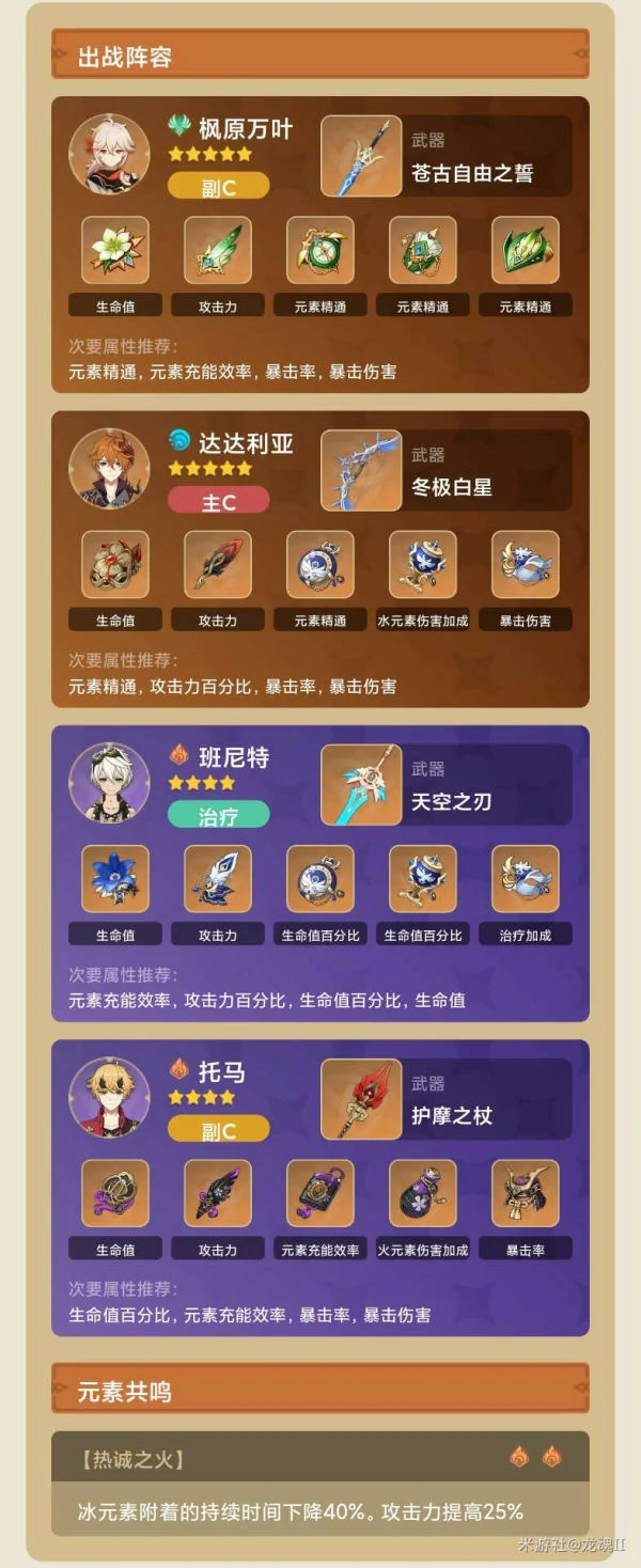 托马阵容搭配心得,原神