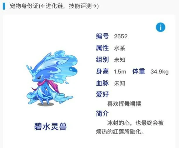 碧水灵兽技能表