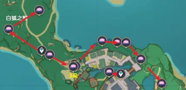 原神绯樱绣球快速采集路线,原神