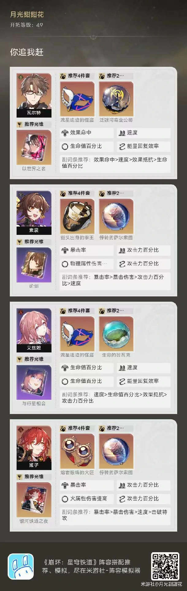 崩坏星穹铁道瓦尔特控制队配队一览,星穹铁道