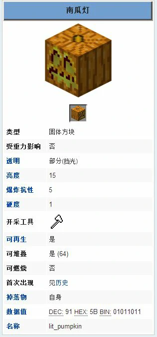 制作南瓜灯,我的世界