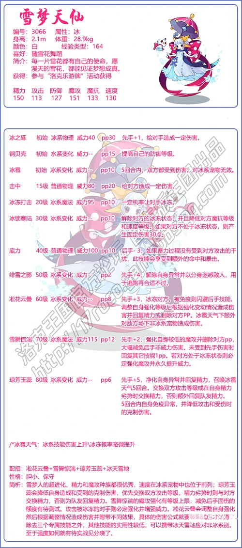 雪梦天仙技能表图鉴