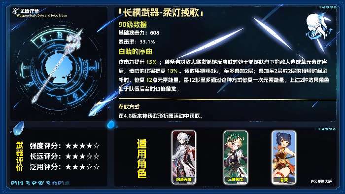 原神柔灯挽歌可以给谁用,原神