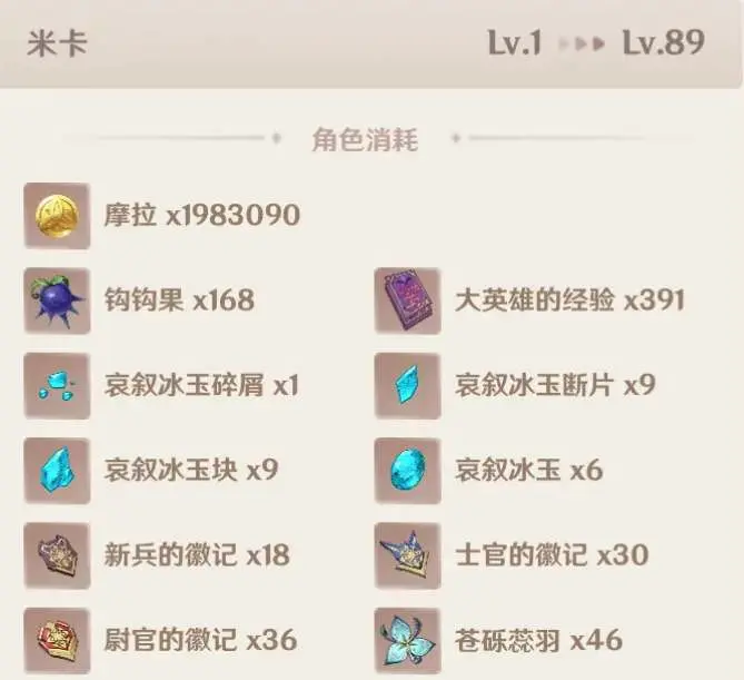 原神米卡升级突破材料一览,原神