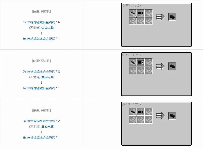 格雷科技6 6x 未绝缘线缆合成表大全 我的世界