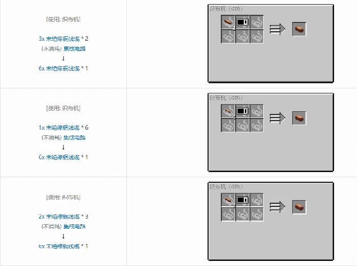 格雷科技6 6x 未绝缘线缆合成表大全 我的世界