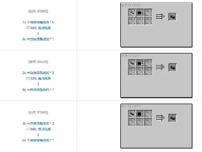 格雷科技6 6x 未绝缘线缆合成表大全 我的世界