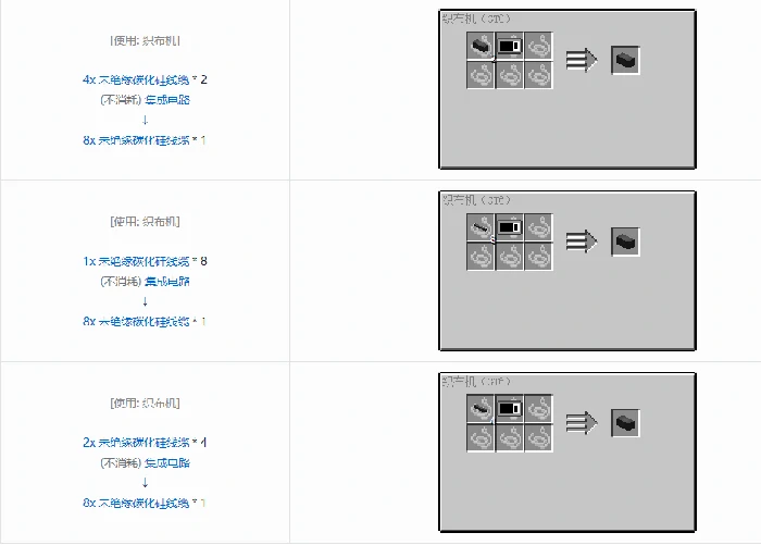 格雷科技6 8x 未绝缘线缆合成表大全我的世界