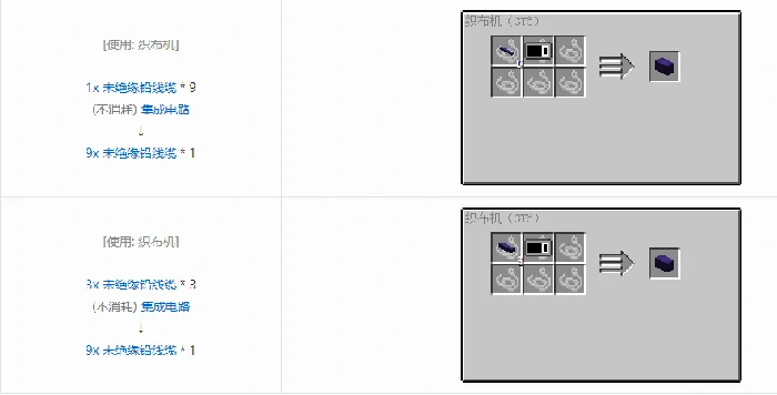 格雷科技6 9x 未绝缘线缆合成表大全,我的世界