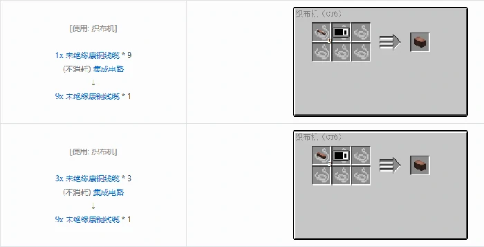 格雷科技6 9x 未绝缘线缆合成表大全,我的世界