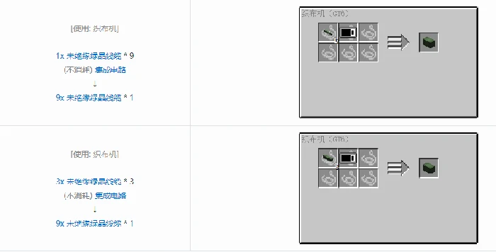 格雷科技6 9x 未绝缘线缆合成表大全,我的世界