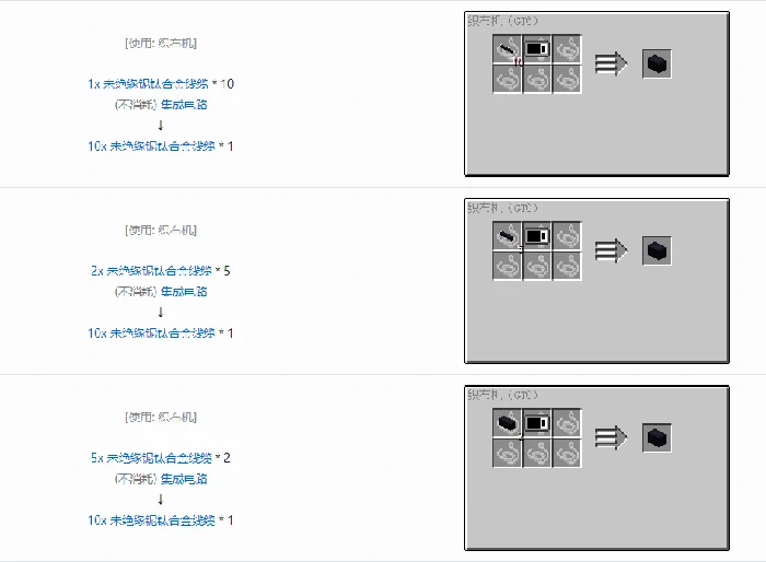 格雷科技6 10x 未绝缘线缆合成表大全,我的世界