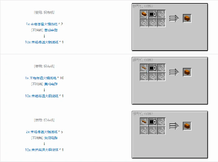 格雷科技6 10x 未绝缘线缆合成表大全,我的世界