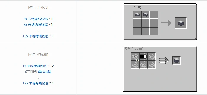 格雷科技6 12x 未绝缘线缆合成表大全我的世界