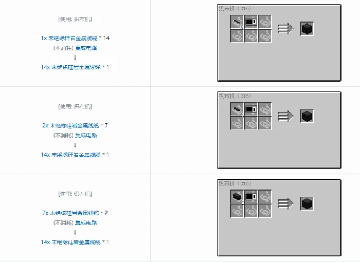 格雷科技6 14x 未绝缘线缆合成表大全,我的世界