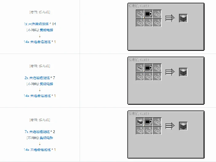格雷科技6 14x 未绝缘线缆合成表大全,我的世界