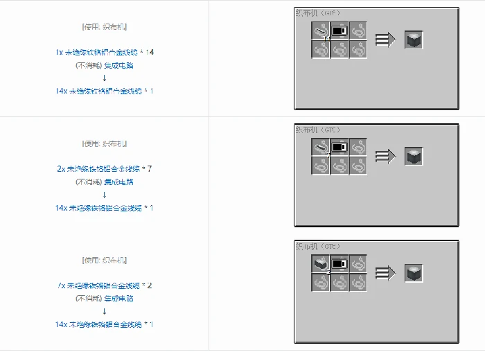 格雷科技6 14x 未绝缘线缆合成表大全,我的世界