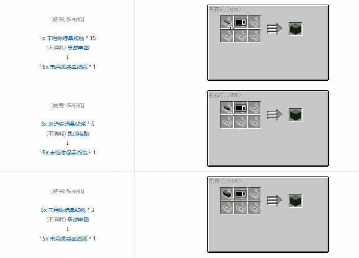 格雷科技6 15x 未绝缘线缆合成表大全,我的世界