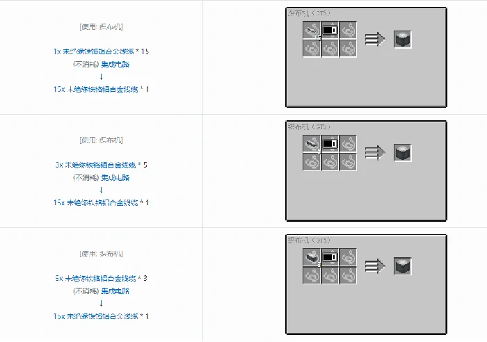 格雷科技6 15x 未绝缘线缆合成表大全,我的世界