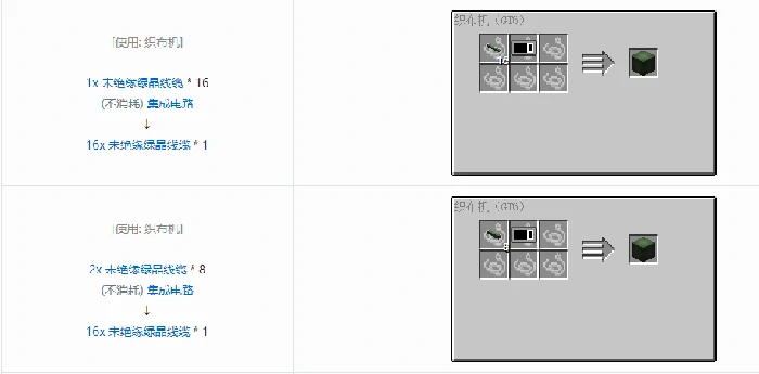 格雷科技6 16x 未绝缘线缆合成表大全我的世界