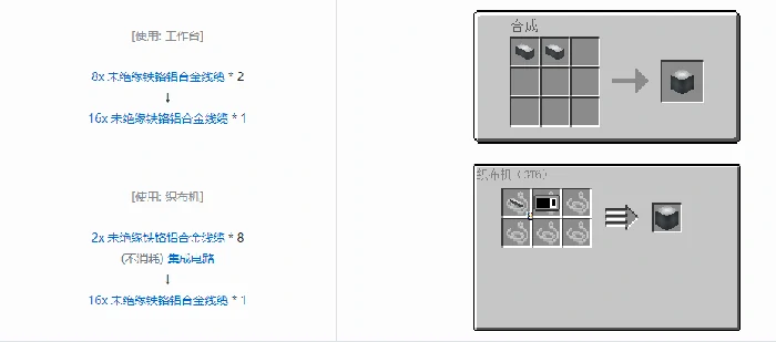 格雷科技6 16x 未绝缘线缆合成表大全我的世界