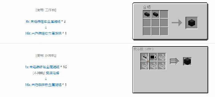 格雷科技6 16x 未绝缘线缆合成表大全我的世界