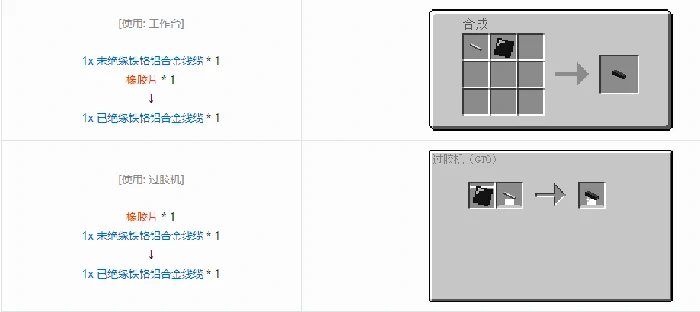 格雷科技6 1x 已绝缘线缆合成表大全我的世界