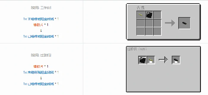 格雷科技6 1x 已绝缘线缆合成表大全我的世界