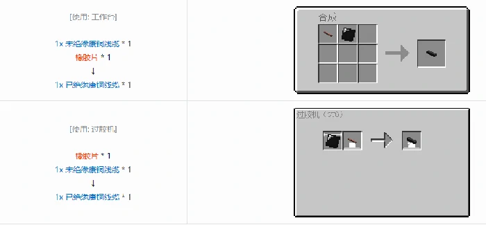 格雷科技6 1x 已绝缘线缆合成表大全我的世界