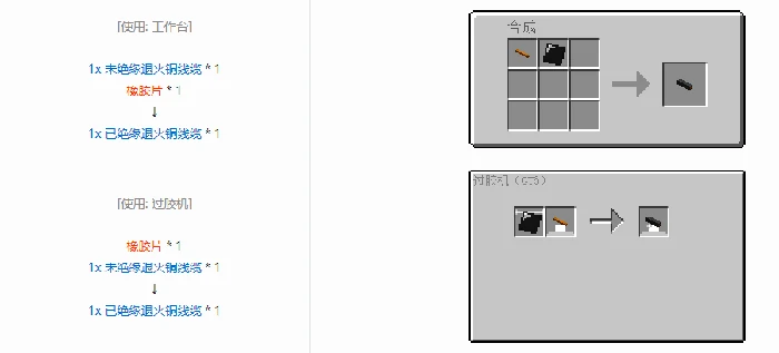 格雷科技6 1x 已绝缘线缆合成表大全我的世界