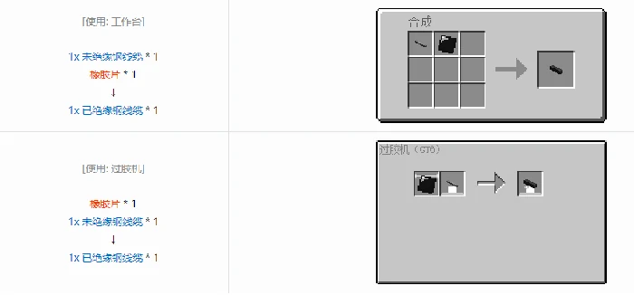 格雷科技6 1x 已绝缘线缆合成表大全我的世界