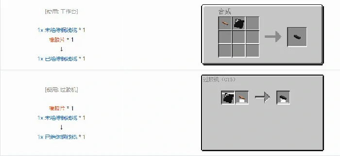 格雷科技6 1x 已绝缘线缆合成表大全我的世界