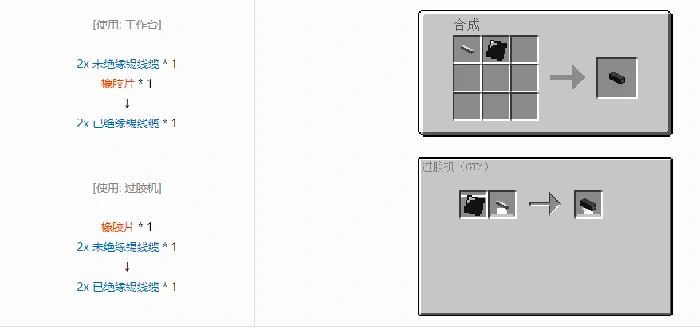 格雷科技6 2x 已绝缘线缆合成表大全,我的世界