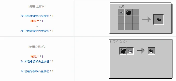 格雷科技6 2x 已绝缘线缆合成表大全,我的世界