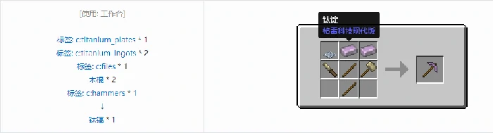 格雷科技现代版镐合成表大全我的世界