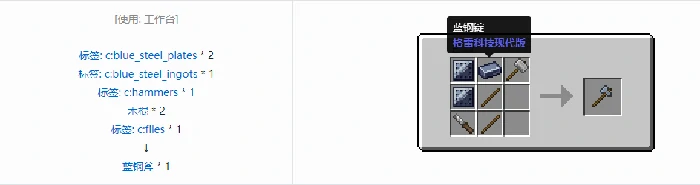 格雷科技现代版斧合成表大全我的世界