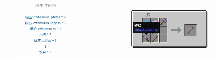 格雷科技现代版斧合成表大全我的世界