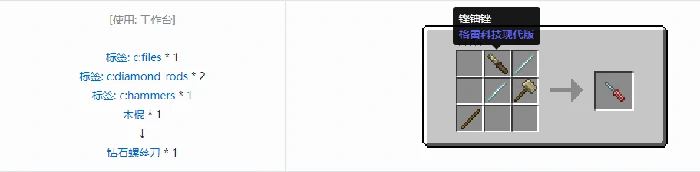 格雷科技现代版螺丝刀合成表大全我的世界
