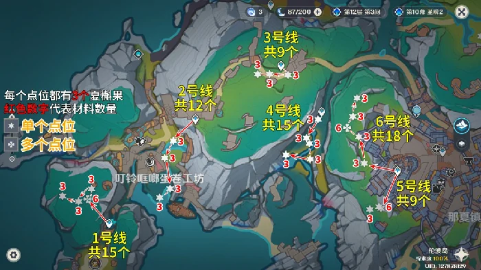 夏槲果采集路线,原神