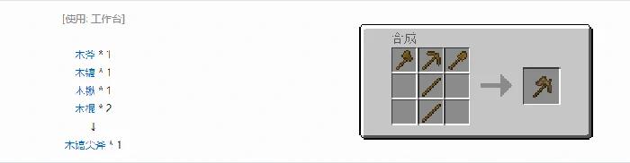 通用机械镐尖斧合成表大全我的世界