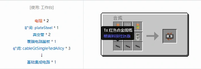 格雷科技社区版芯片合成表大全,我的世界