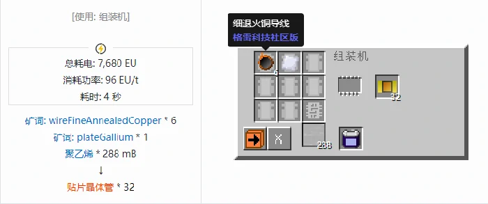 格雷科技社区版芯片合成表大全,我的世界